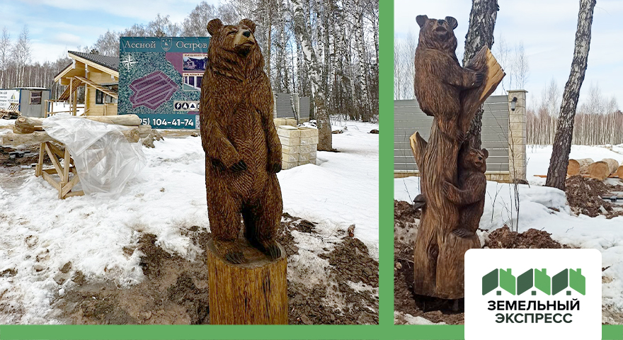 Декорирование въездной группы в поселке "Лесной Остров"